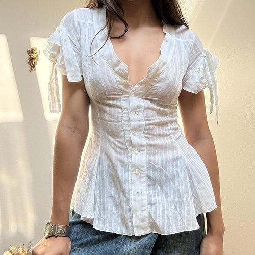 Damen Blusenshirt mit modischem Schnitt und Rüschendetails EB