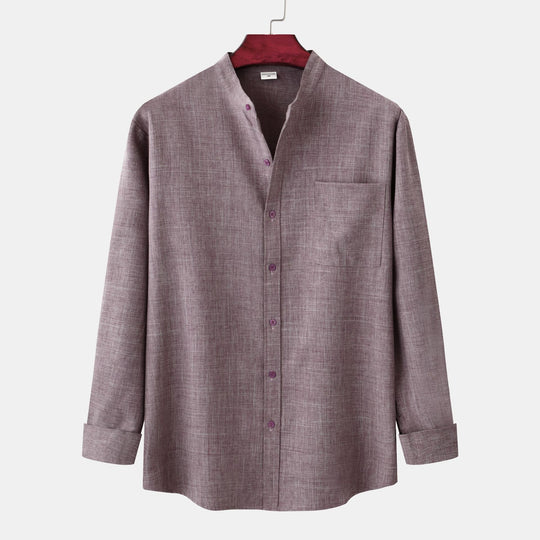 Herren Langarmhemd mit praktischem Stehkragen und eleganter Textur EB