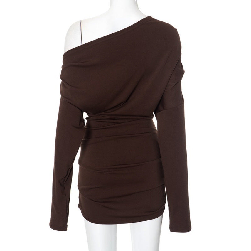 Damen Longsleeve Oberteil mit asymmetrischem Ausschnitt und raffiniertem Drapierungseffekt EB