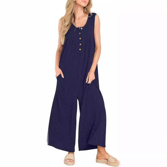 Damen Freizeit-Overall mit tiefem Ausschnitt und praktischen Taschen EB