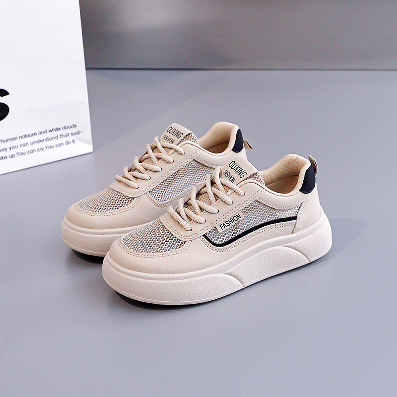 Damen modische Sneakers mit atmungsaktiven Mesh-Einsätzen und hoher Laufsohle EB