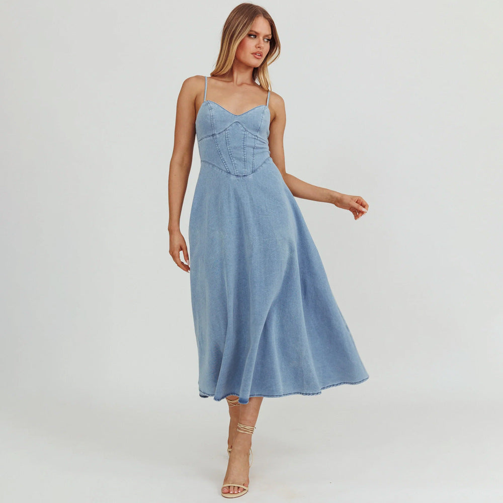 Damen Maxikleid mit zarter Korsett-Details EB