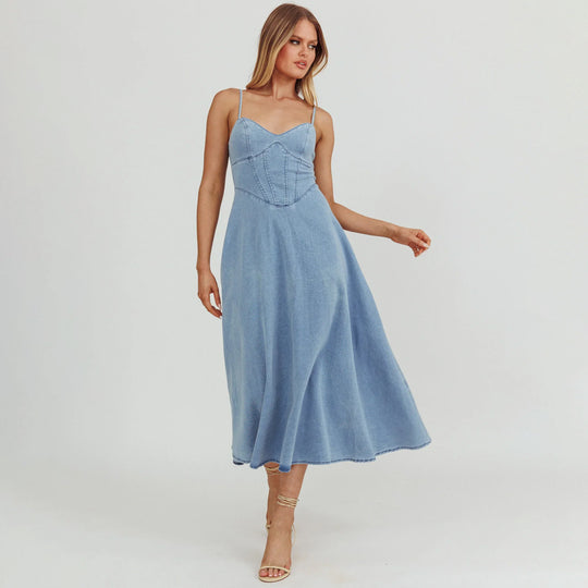 Damen Maxikleid mit zarter Korsett-Details EB