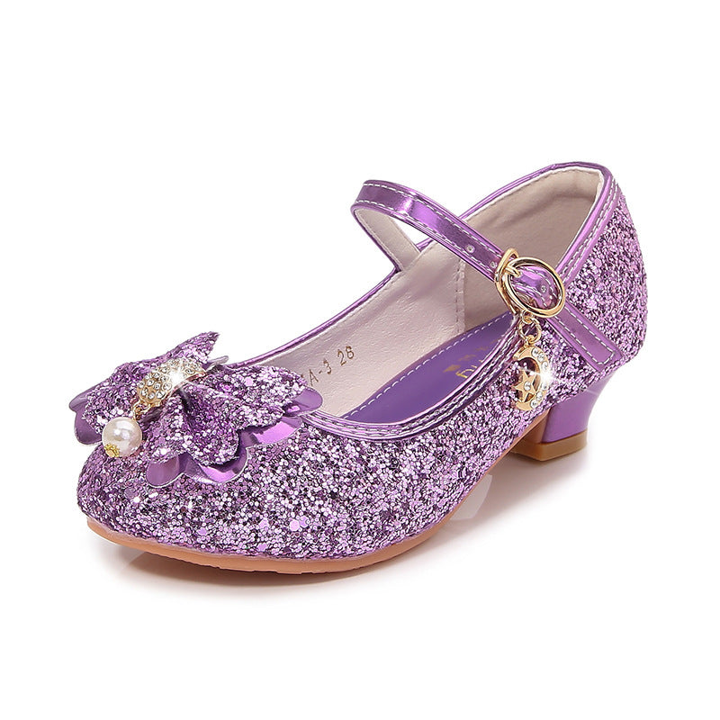 Mädchen Glitzernde Ballerinas mit Schleifenapplikation EB