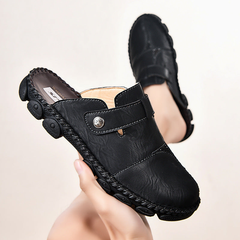 Herren Bequeme Leder-Sandalen mit verstellbarem Riemensystem EB