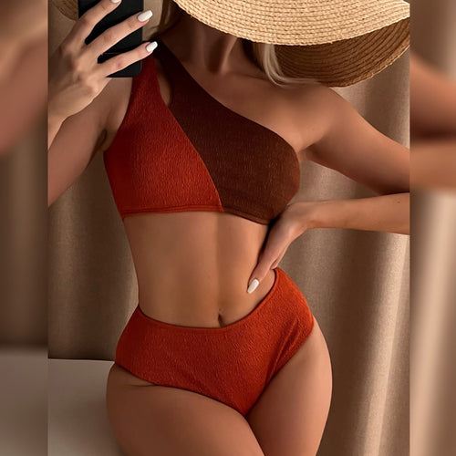 Damen Einseitiger Bikini mit raffiniertem Strukturdesign EB