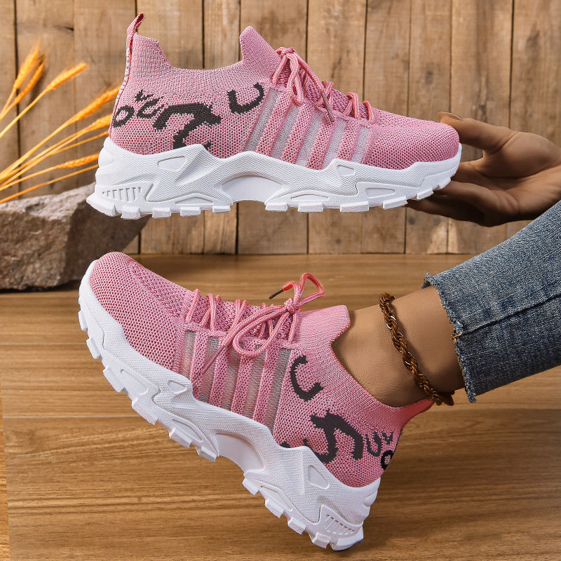 Damen Sportliche Strick-Sneaker mit elastischem Einstieg und rutschfester Sohle EB