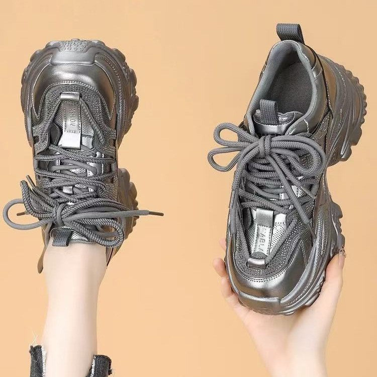 Damen Sportliche Chunky Sneakers mit Glitzer-Elementen und verstärktem Profil EB