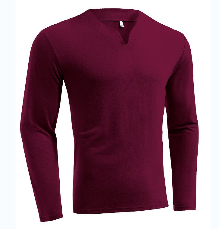 Herren nan Langarmshirt mit V-Ausschnitt Slim Fit Baumwollmix und elastischem Komfortbund EB
