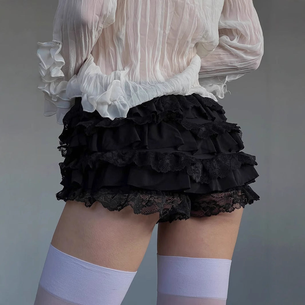 Damen kurze Rüschenhosen im karierter Design EB