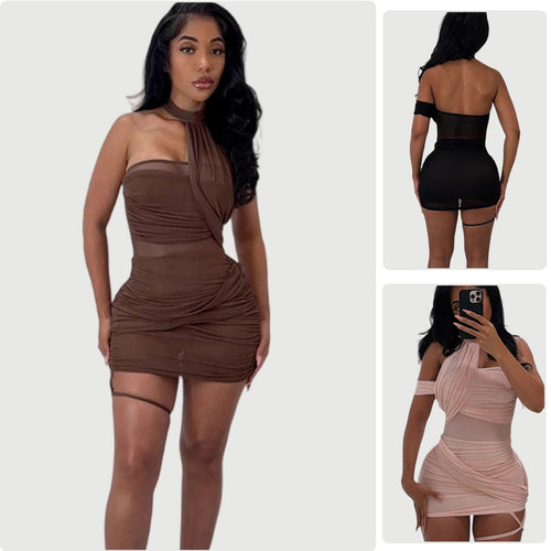 Damen Figurbetontes Wickelkleid mit asymmetrischem Design EB