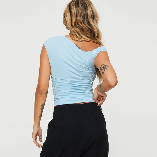 Damen asymmetrisches Oberteil mit schickem Wickeldesign EB