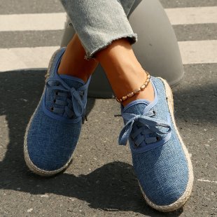 Damen  atmungsaktive Strick-Espadrilles mit geflochtener Jute-Sohle und flexiblem Memory-Fußbett EB