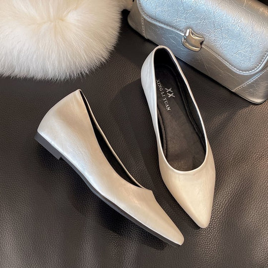 Damen modische spitze Ballerinas aus hochwertigem Leder EB