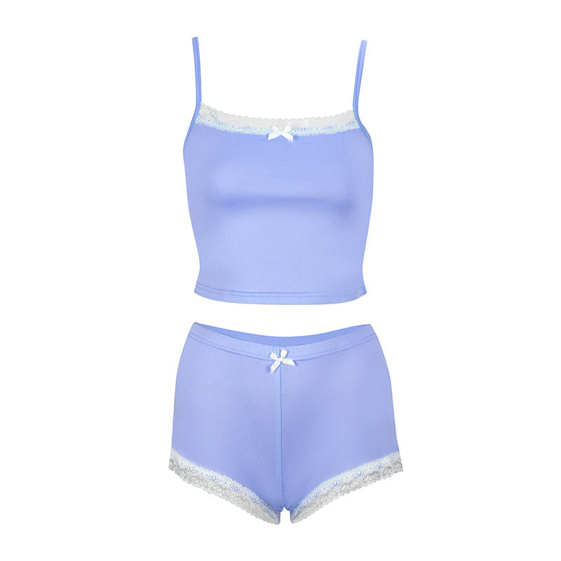 Damen Schlafanzug-Set aus zarter Mikrofaser mit Spitze EB
