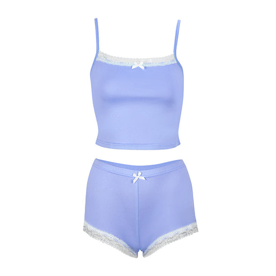 Damen Schlafanzug-Set aus zarter Mikrofaser mit Spitze EB