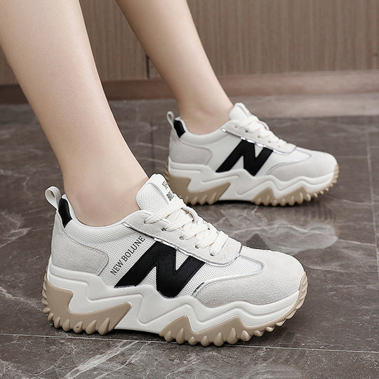 Damen Sportliche Chunky Sneakers mit rutschfester Laufsohle und atmungsaktivem Obermaterial EB