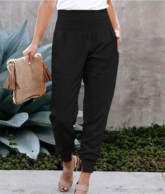 Damen Sportliche Freizeithose mit elastischem Bund und Taschen EB