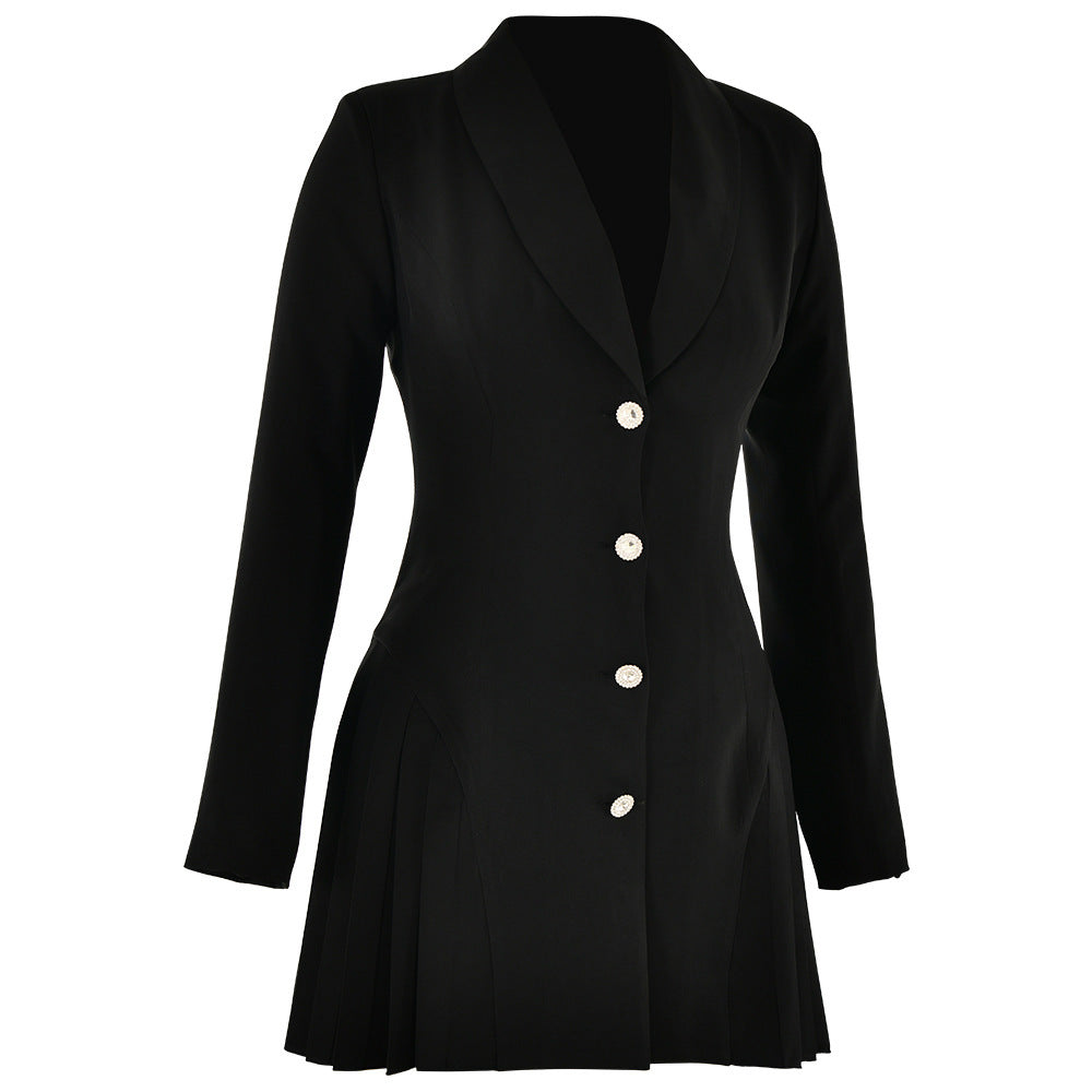 Damen Elegant geschnittenes Kurzkleid mit Plisseefalten und tiefem Ausschnitt EB