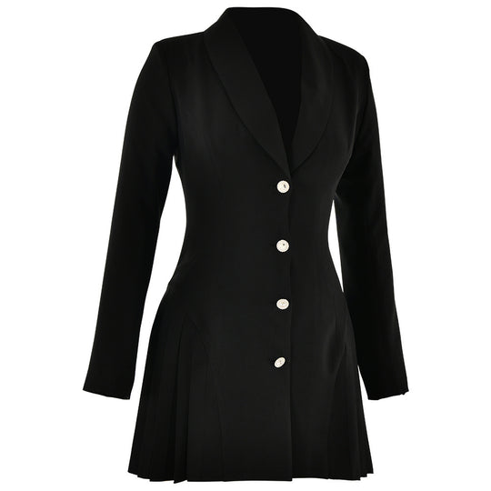 Damen Elegant geschnittenes Kurzkleid mit Plisseefalten und tiefem Ausschnitt EB