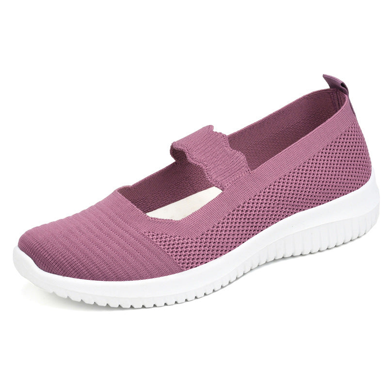 Damen bequeme und atmungsaktive Ballerinas mit elastischem Einsatz EB