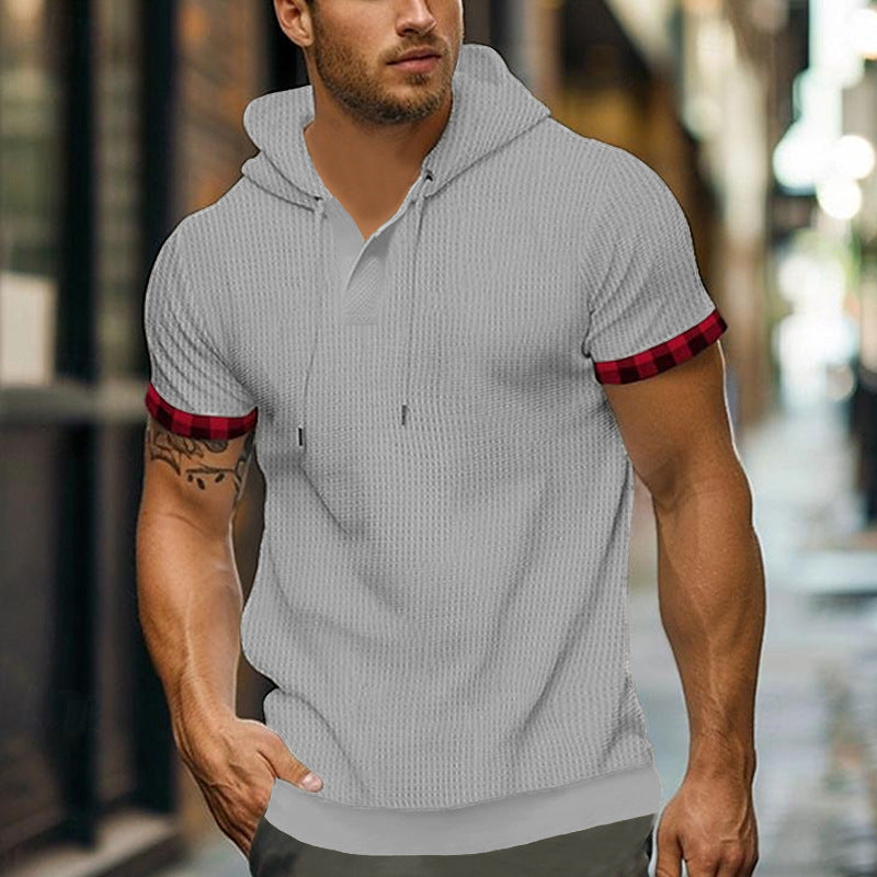 Herren modernes Kapuzenshirt mit strukturiertem Design und kontrastierenden Ärmeln EB