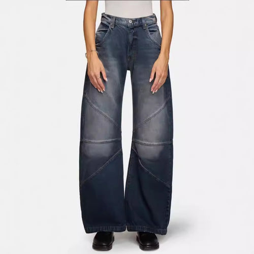 Damen breite Jeans mit einzigartigem Nahtdesign im angesagten Stil EB