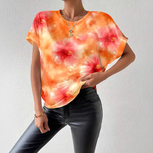 Damen Kurzarm T-Shirt mit floralem Design und komfortablem Schnitt Heidi-Mode