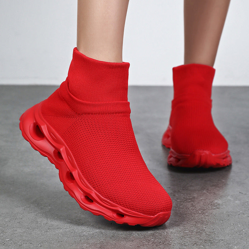 Damen Komfortable High-Top Sneakers aus atmungsaktivem Strick-EB