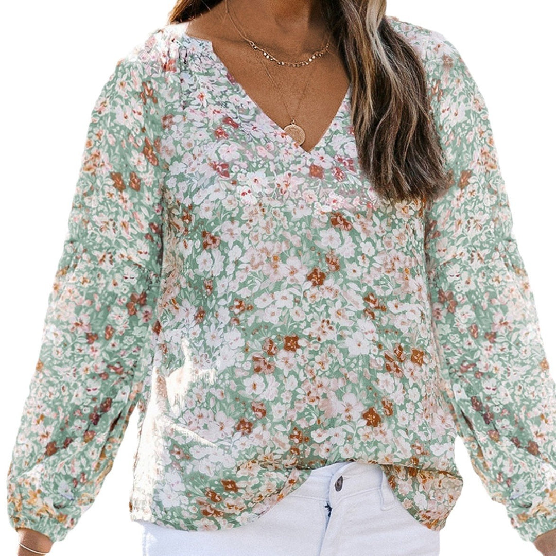 Damen Bluse mit floralen Mustern und luftigen Ärmeln EB