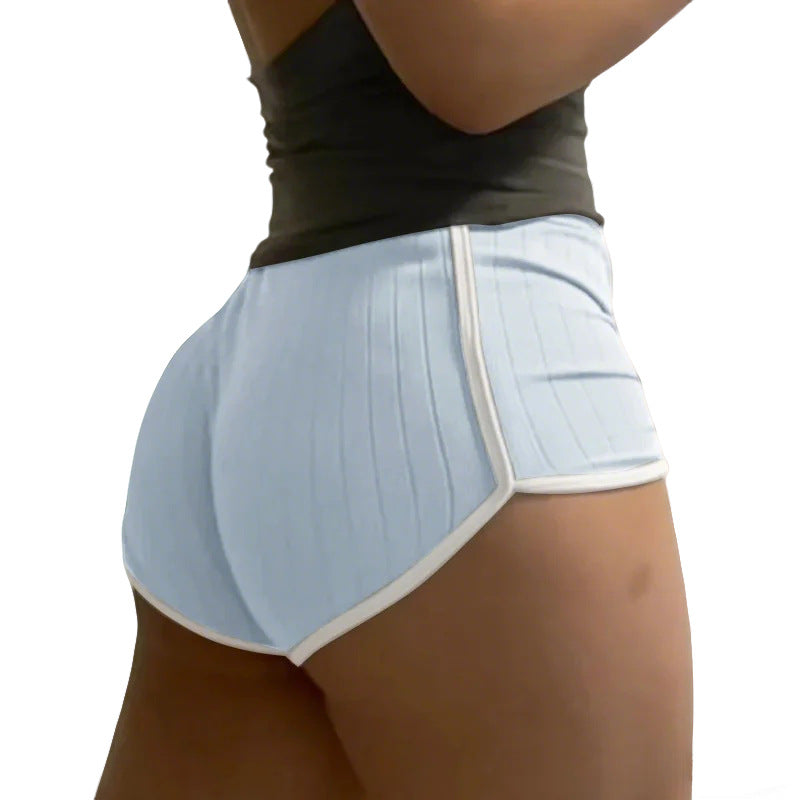 Damen nan plissierte Freizeit-Shorts mit elastischem Komfortbund und Kontrastpaspel EB