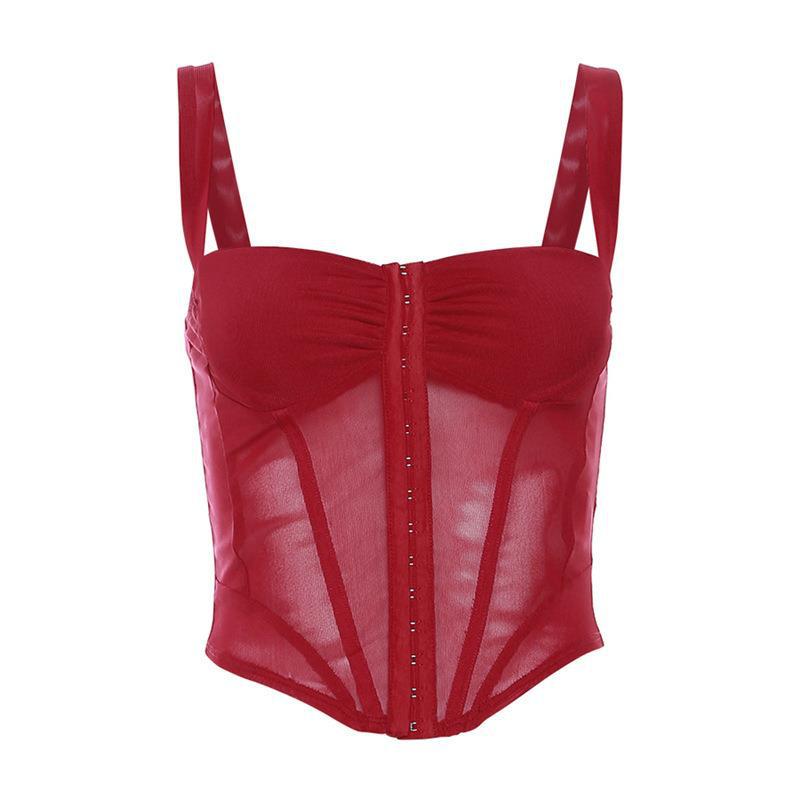 Damen Korsett-Top mit transparentem Design und raffinierten Raffungselementen EB