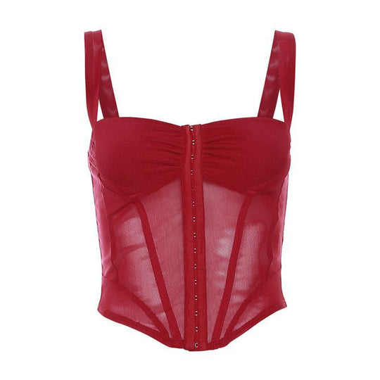Damen Korsett-Top mit transparentem Design und raffinierten Raffungselementen EB