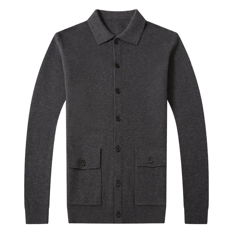 Herren Strukturierte Strickjacke mit Knopfverschluss und praktischen Taschen EB