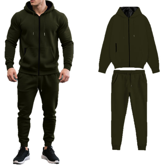 Herren nan zweiteiliges Performance Fleece Jogginganzug-Set mit Kapuzenjacke, verdecktem Reißverschluss und tapered Jogginghose EB