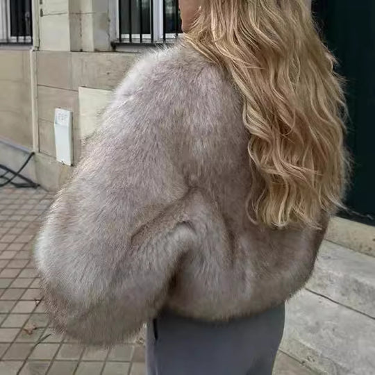 Damen Kuschelige und elegante Kunstfelljacke EB
