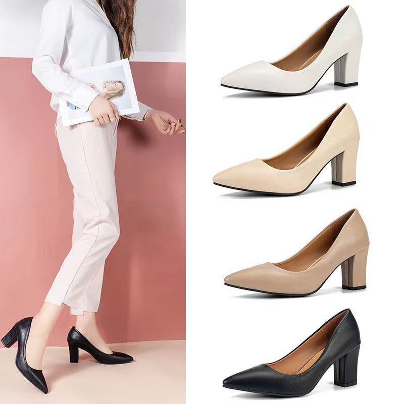 Damen elegante Pumps mit blockiertem Absatz und hochwertiger Oberflächenstruktur EB