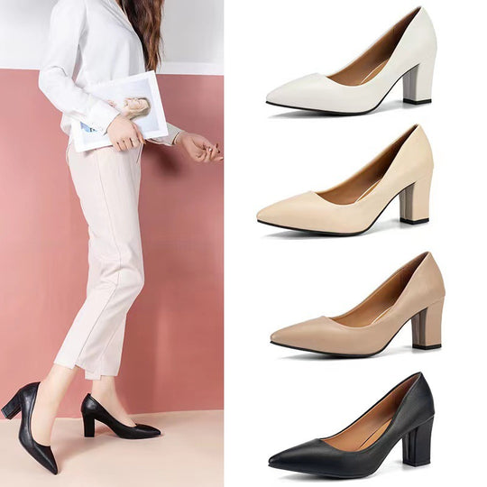 Damen elegante Pumps mit blockiertem Absatz und hochwertiger Oberflächenstruktur EB