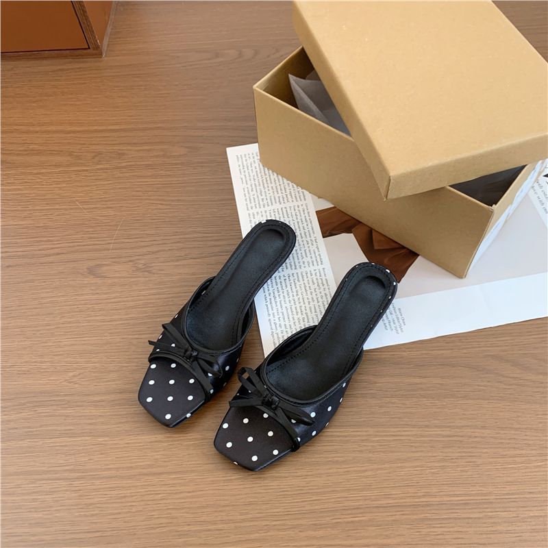 Damen Slingback Sandalen mit Punkten und eleganter Schleifenverzierung EB