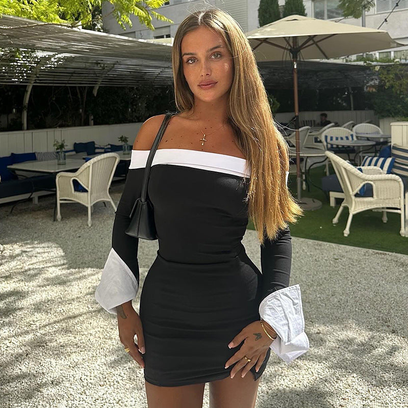 Damen Off-Shoulder Minikleid mit eleganten Puffärmeln EB