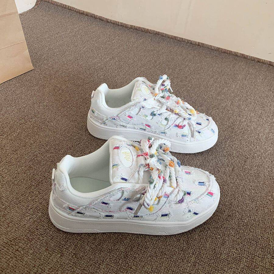 Damen Trendige Sneakers mit bunten Applikationen EB