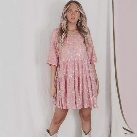 Damen Glitzerndes Kurzkleid EB