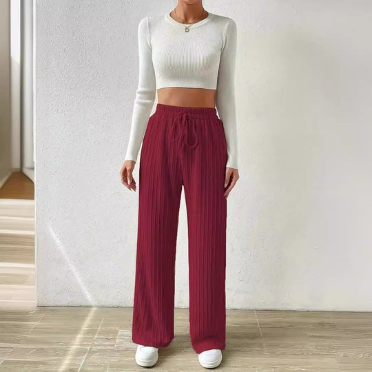 Damen Lässige Stretch-Hose mit elastischem Bund und praktischer Kordel EB
