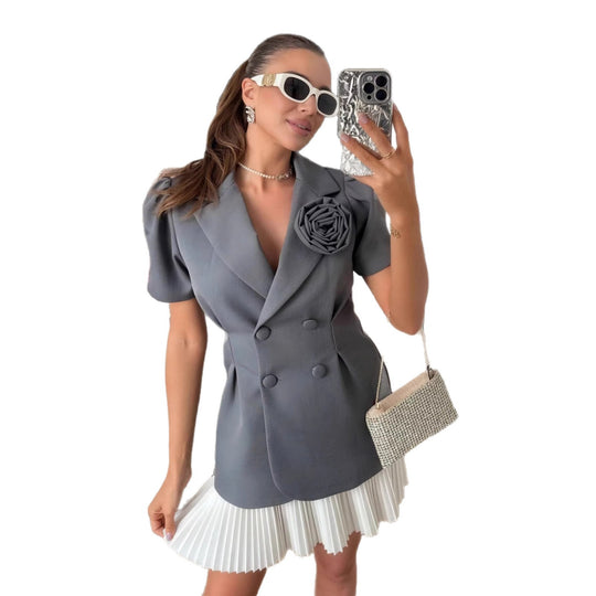 Damen Elegante Blazerjacke mit floraler Applikation EB