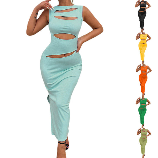 Damen figurbetontes Cut-Out Maxikleid EB