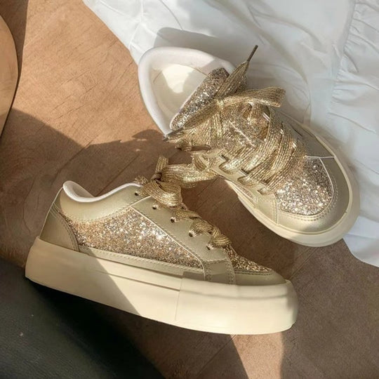 Damen Glitzernde Freizeit-Sneaker mit atmungsaktivem Obermaterial und rutschfester Sohle EB