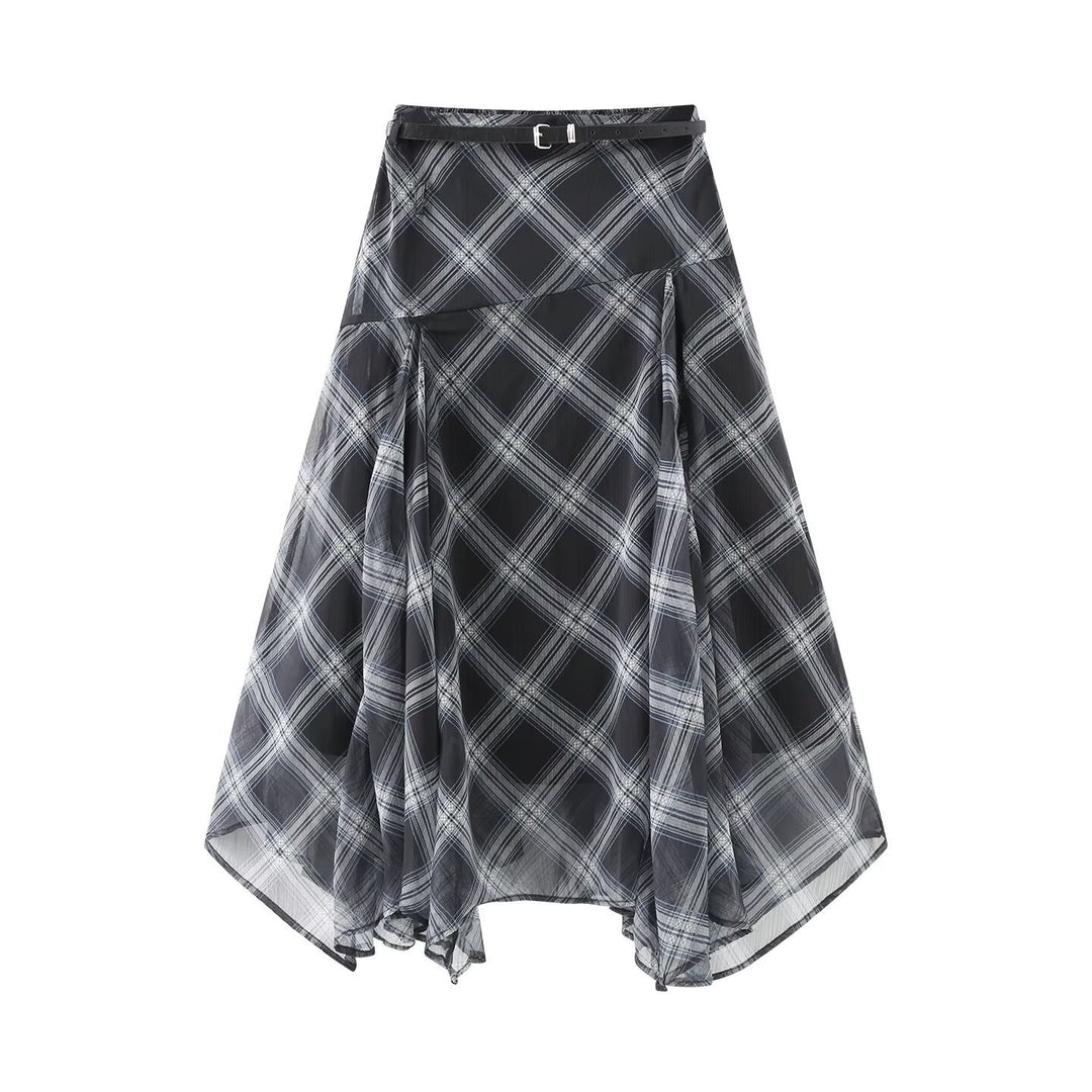 Damen Midikleid mit schwingendem Rock und Gürteldetails EB