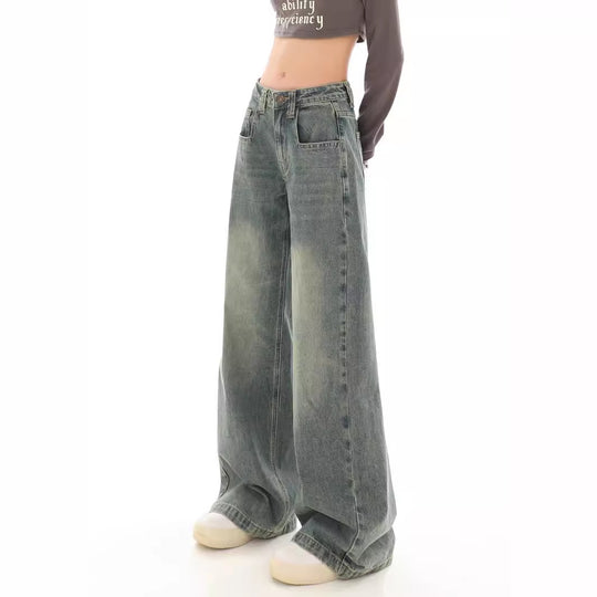 Damen Weite Denim-Hose mit modischem Ombre-Effekt und lässigem Schnitt EB