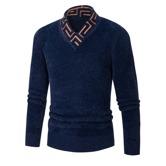 Herren modischer Pullover mit schickem Stehkragen und strukturiertem Design EB
