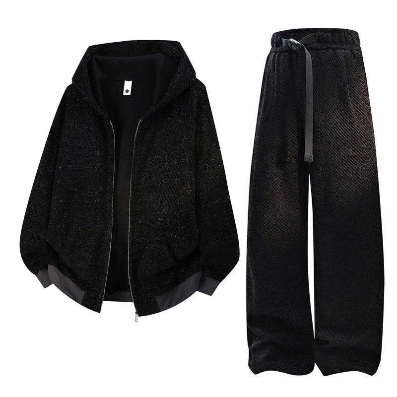 Damen weite Samt-Jogginghose mit elastischem Bund, Tunnelzug und lässiger Culotte-Passform EB